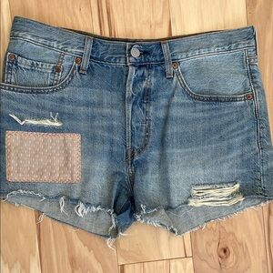 Levi's Blue Distressed Jean Shorts